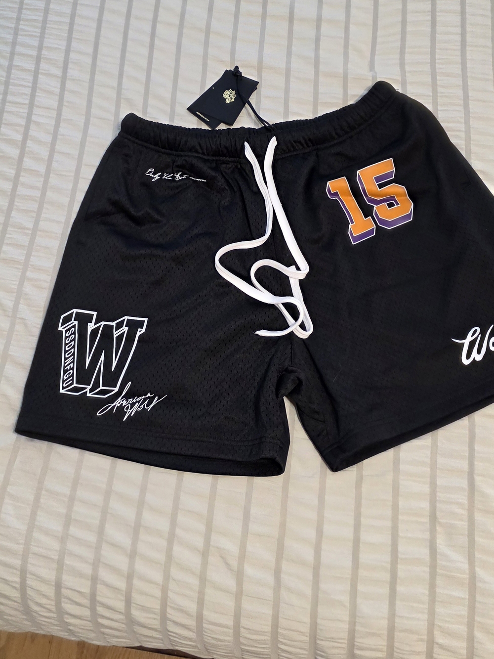 Darc Sport Black Athletic Mesh Shorts with Orange/Purple '15'
